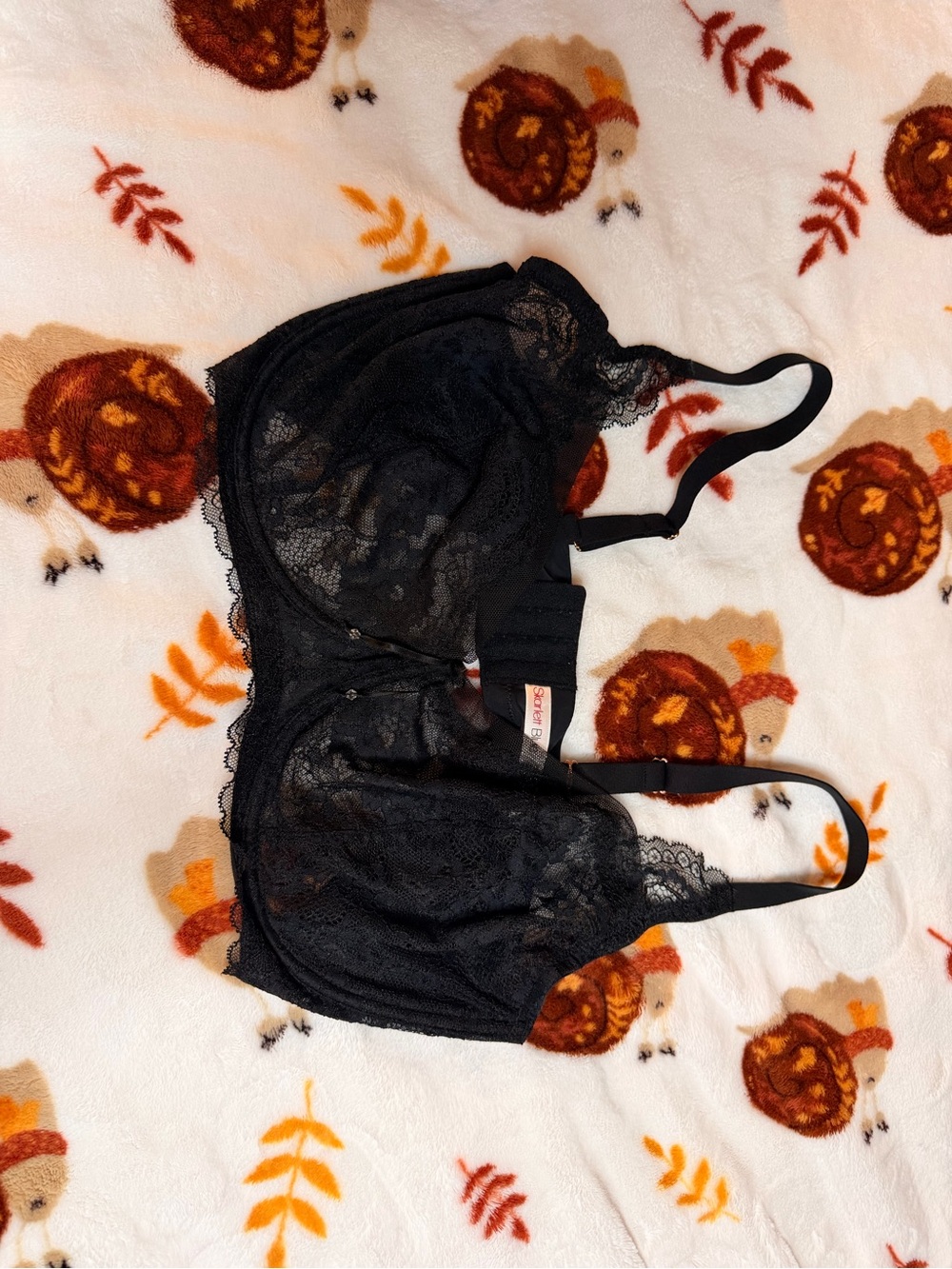 Skarlett Blue Black Lace Unlined Bralette with Scalloped Trim